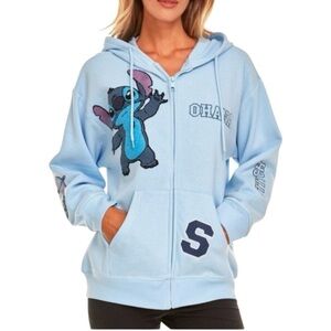 DISNEYLAND - Women's Light Blue STITCH Full Zip Hoodie